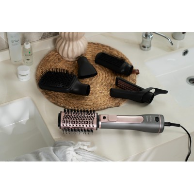 Фен-щітка Ardesto Brush Pink Touch, 1200Вт, 2 швидкості, 2 темп. режими, LED-дисплей, функція іонізації , 4 насадки, сірий+ роже Фен-щітка Ardesto Brush Pink Touch, 1200Вт, 2 швидкості, 2 темп. режими, LED-дисплей, функція іонізації , 4 насадки, сірий+ роже