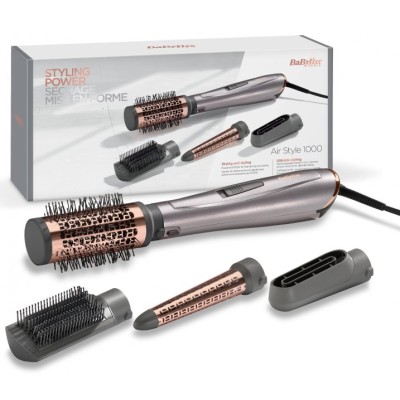 Фен-щітка Babyliss, 1000Вт, 2 режими, іоніз-я, хол. обдув, кераміка, сірий (AS136E) Фен-щітка Babyliss, 1000Вт, 2 режими, іоніз-я, хол. обдув, кераміка, сірий (AS136E)