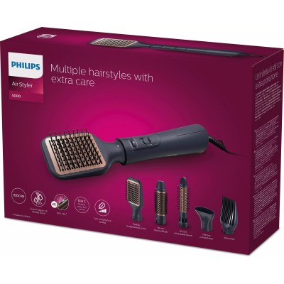 Фен-щітка Philips 5000 Series 1000Вт, 3 режими, іонізація, 5 насадок, синій (BHA530/00) Фен-щітка Philips 5000 Series 1000Вт, 3 режими, іонізація, 5 насадок, синій (BHA530/00)