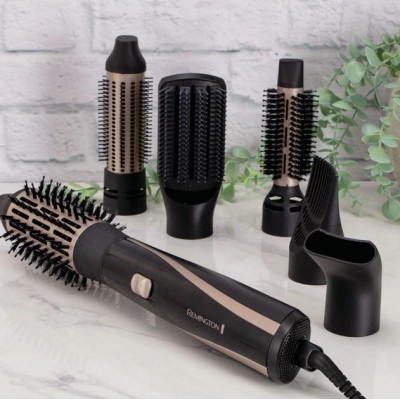 Фен-щітка Remington Blow Dry & Style Caring, 1200Вт, 2 режими, іоніз-я, хол. обдув, кейс для зберігання, кераміка, чорно-золотий Фен-щітка Remington Blow Dry & Style Caring, 1200Вт, 2 режими, іоніз-я, хол. обдув, кейс для зберігання, кераміка, чорно-золотий