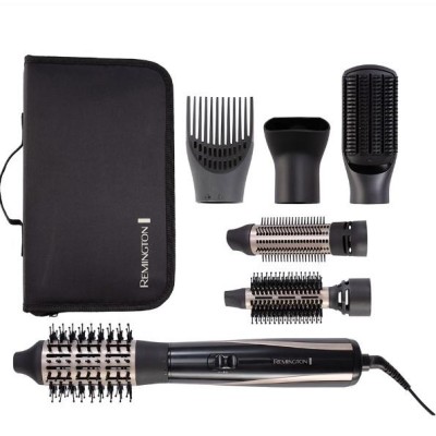 Фен-щітка Remington Blow Dry & Style Caring, 1200Вт, 2 режими, іоніз-я, хол. обдув, кейс для зберігання, кераміка, чорно-золотий Фен-щітка Remington Blow Dry & Style Caring, 1200Вт, 2 режими, іоніз-я, хол. обдув, кейс для зберігання, кераміка, чорно-золотий
