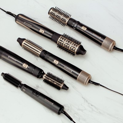 Фен-щітка Remington Blow Dry & Style Caring, 1200Вт, 2 режими, іоніз-я, хол. обдув, кейс для зберігання, кераміка, чорно-золотий Фен-щітка Remington Blow Dry & Style Caring, 1200Вт, 2 режими, іоніз-я, хол. обдув, кейс для зберігання, кераміка, чорно-золотий