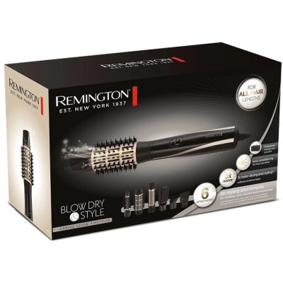 Фен-щітка Remington Blow Dry & Style Caring, 1200Вт, 2 режими, іоніз-я, хол. обдув, кейс для зберігання, кераміка, чорно-золотий Фен-щітка Remington Blow Dry & Style Caring, 1200Вт, 2 режими, іоніз-я, хол. обдув, кейс для зберігання, кераміка, чорно-золотий