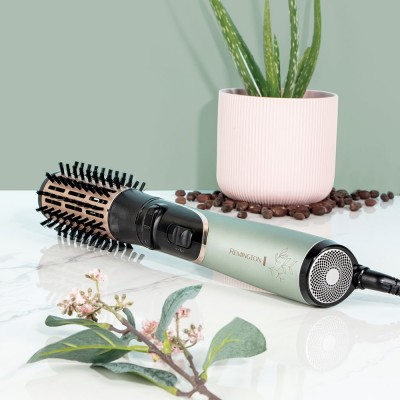 Фен-щітка Remington Botanicals, 800Вт, 2 режими, іоніз-я, оберт., хол. обдув, кераміка, м'ятно-чорний (AS5860) Фен-щітка Remington Botanicals, 800Вт, 2 режими, іоніз-я, оберт., хол. обдув, кераміка, м'ятно-чорний (AS5860)