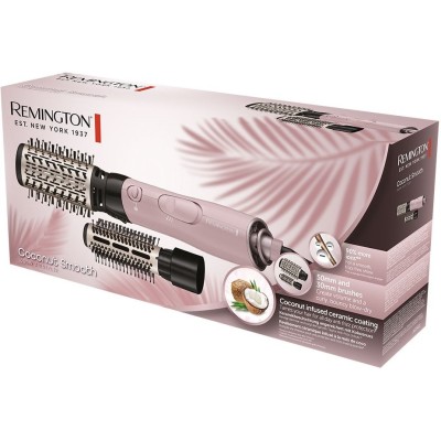 Фен-щітка Remington Coconut Smooth, 1000Вт, 2 режими, іонізація, хол. обдув, 2 насадки, чорно-рожевий (AS5901) Фен-щітка Remington Coconut Smooth, 1000Вт, 2 режими, іонізація, хол. обдув, 2 насадки, чорно-рожевий (AS5901)