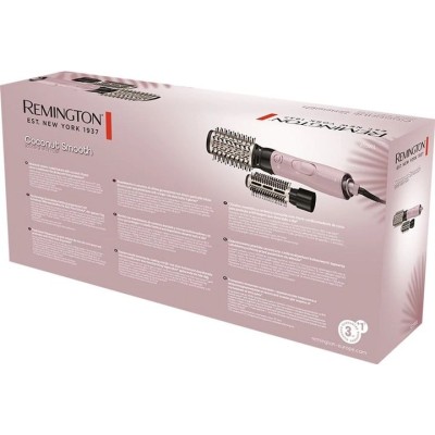 Фен-щітка Remington Coconut Smooth, 1000Вт, 2 режими, іонізація, хол. обдув, 2 насадки, чорно-рожевий (AS5901) Фен-щітка Remington Coconut Smooth, 1000Вт, 2 режими, іонізація, хол. обдув, 2 насадки, чорно-рожевий (AS5901)