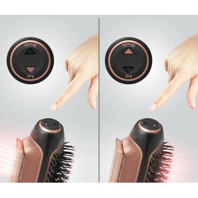 Фен-щітка Rowenta Reverso Dry&Brush 2в1, 1200Вт, 3 режими, іоніз-я, хол. обдув, насадок-2, кераміка, чорний-золотистий (CF9840F0 Фен-щітка Rowenta Reverso Dry&Brush 2в1, 1200Вт, 3 режими, іоніз-я, хол. обдув, насадок-2, кераміка, чорний-золотистий (CF9840F0