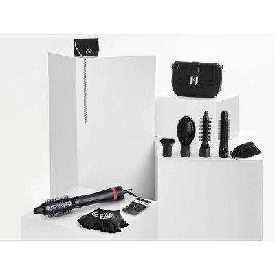 Фен-щітка Rowenta x Karl Lagerfeld Express Style, 800Вт, 3 режими, іоніз-я, чохол, чорний (CF635LF0) Фен-щітка Rowenta x Karl Lagerfeld Express Style, 800Вт, 3 режими, іоніз-я, чохол, чорний (CF635LF0)