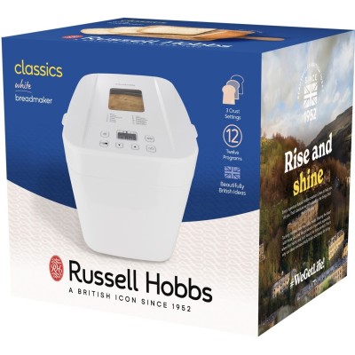 Хлібопічка Russell Hobbs 600Вт, програм-12, макс.вага -1кг, форма-прямокутник, пластик, білий (27260-56)