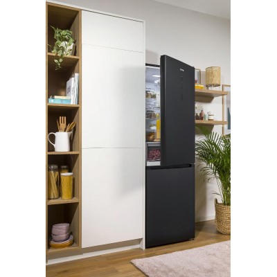 Холодильник Gorenje NRK619EABXL4 з нижн. мороз. камерою, 185х60х60см, 2 дв., Х- 204л, М- 96л, A+, NoFrost Plus, Fresh zone, чорн