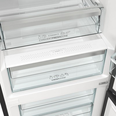 Холодильник Gorenje NRK619EABXL4 з нижн. мороз. камерою, 185х60х60см, 2 дв., Х- 204л, М- 96л, A+, NoFrost Plus, Fresh zone, чорн