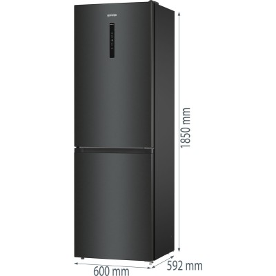Холодильник Gorenje NRK619EABXL4 з нижн. мороз. камерою, 185х60х60см, 2 дв., Х- 204л, М- 96л, A+, NoFrost Plus, Fresh zone, чорн