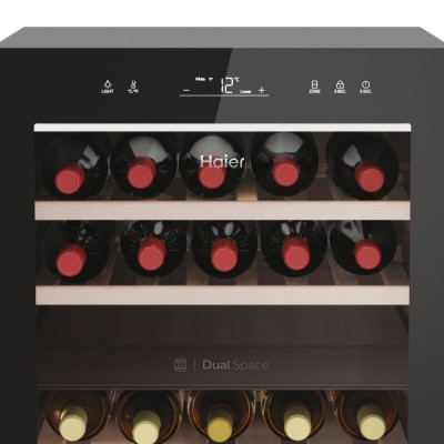 Холодильник Haier для вина, 82x49.7х58.5, холод.відд.-106л, зон - 2, бут-42, ST, дисплей, чорний (HWS42GDAU1)