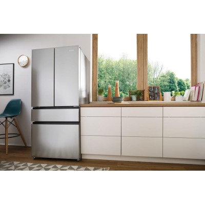 Холодильник SBS Gorenje NRM8181UX, франц.дверцята, 182x80x71см, 2 дв., Х- 299л, М- 122л, A+, NF,  Інвертор, Дисплей, Сірий
