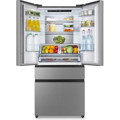 Холодильник SBS Gorenje NRM8181UX, франц.дверцята, 182x80x71см, 2 дв., Х- 299л, М- 122л, A+, NF,  Інвертор, Дисплей, Сірий