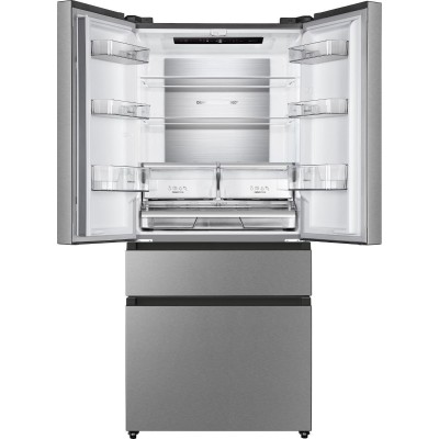 Холодильник SBS Gorenje NRM8181UX, франц.дверцята, 182x80x71см, 2 дв., Х- 299л, М- 122л, A+, NF,  Інвертор, Дисплей, Сірий