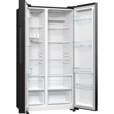 Холодильник SBS Gorenje, 179х67х92см, 2 двері, 356(191)л, А++, NF+, Інв., Зона св-ті, Зовн. Диспл, чорний (NRR9185EABXL)