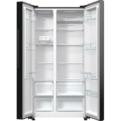 Холодильник SBS Gorenje, 179х67х92см, 2 двері, 356(191)л, А++, NF+, Інв., Зона св-ті, Зовн. Диспл, чорний (NRR9185EABXL)