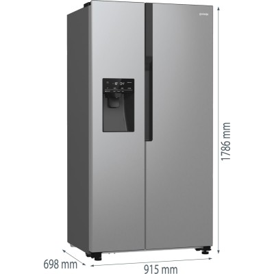 Холодильник SBS Gorenje, 179х70х92см, 2 двері, 376(190)л, А++, NF+, Інв., Зона св-ті, диспенсер, генератор льоду, Зовн. Диспл, н