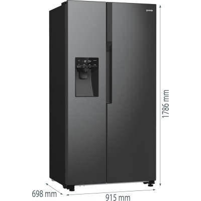 Холодильник SBS Gorenje, 179х70х92см, 2 двері, 376(190)л, А++, NF+, Інв., Зона св-ті, диспенсер, генератор льоду, Зовн. Диспл, ч Холодильник SBS Gorenje, 179х70х92см, 2 двері, 376(190)л, А++, NF+, Інв., Зона св-ті, диспенсер, генератор льоду, Зовн. Диспл, ч