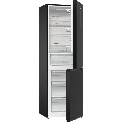 Холодильник з нижн. мороз. камерою Gorenje, 185х60х60см, 2 двері, 204(96)л, А++, NoFrost+ , LED дисплей, Зона св-ті, чорний (NRK