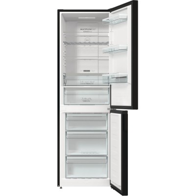 Холодильник з нижн. мороз. камерою Gorenje, 185х60х60см, 2 двері, 204(96)л, А++, NoFrost+ , LED дисплей, Зона св-ті, чорний (NRK