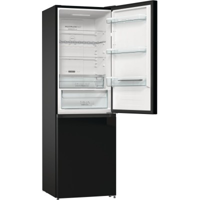 Холодильник з нижн. мороз. камерою Gorenje, 185х60х60см, 2 двері, 204(96)л, А++, NoFrost+ , LED дисплей, Зона св-ті, чорний (NRK