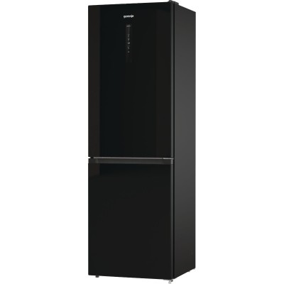 Холодильник з нижн. мороз. камерою Gorenje, 185х60х60см, 2 двері, 204(96)л, А++, NoFrost+ , LED дисплей, Зона св-ті, чорний (NRK