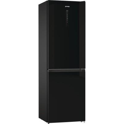 Холодильник з нижн. мороз. камерою Gorenje, 185х60х60см, 2 двері, 204(96)л, А++, NoFrost+ , LED дисплей, Зона св-ті, чорний (NRK