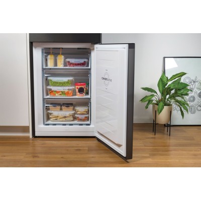 Холодильник з нижн. мороз. камерою Gorenje, 185х60х60см, 2 двері, 204(96)л, А++, NoFrost+ , LED дисплей, Зона св-ті, чорний (NRK