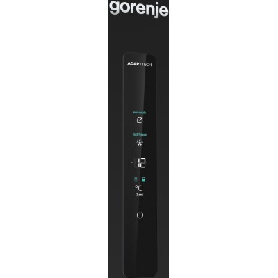 Холодильник з нижн. мороз. камерою Gorenje, 185х60х60см, 2 двері, 204(96)л, А++, NoFrost+ , LED дисплей, Зона св-ті, чорний (NRK
