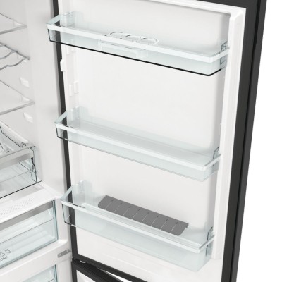 Холодильник з нижн. мороз. камерою Gorenje, 185х60х60см, 2 двері, 204(96)л, А++, NoFrost+ , LED дисплей, Зона св-ті, чорний (NRK