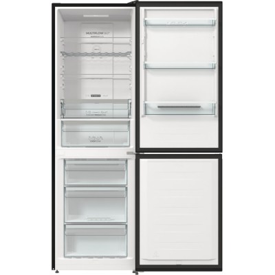 Холодильник з нижн. мороз. камерою Gorenje, 185х60х60см, 2 двері, 204(96)л, А++, NoFrost+ , LED дисплей, Зона св-ті, чорний (NRK