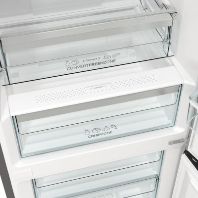 Холодильник з нижн. мороз. камерою Gorenje, 185х60х60см, 2 двері,203(99)л, А++, Total NF, Зона св-ті, Зовн. Диспл, нерж (NRK6192