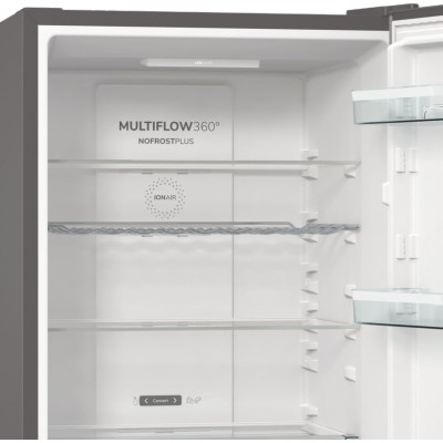 Холодильник з нижн. мороз. камерою Gorenje, 185х60х60см, 2 двері,203(99)л, А++, Total NF, Зона св-ті, Зовн. Диспл, нерж (NRK6192