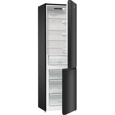 Холодильник з нижн. мороз. камерою Gorenje, 200х60х60см, 2 двері, 235( 96)л, А++, NoFrost+ , LED дисплей, Зона св-ті, чорний (NR Холодильник з нижн. мороз. камерою Gorenje, 200х60х60см, 2 двері, 235( 96)л, А++, NoFrost+ , LED дисплей, Зона св-ті, чорний (NR