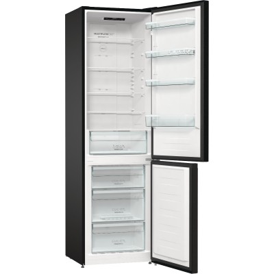 Холодильник з нижн. мороз. камерою Gorenje, 200х60х60см, 2 двері, 235( 96)л, А++, NoFrost+ , LED дисплей, Зона св-ті, чорний (NR Холодильник з нижн. мороз. камерою Gorenje, 200х60х60см, 2 двері, 235( 96)л, А++, NoFrost+ , LED дисплей, Зона св-ті, чорний (NR