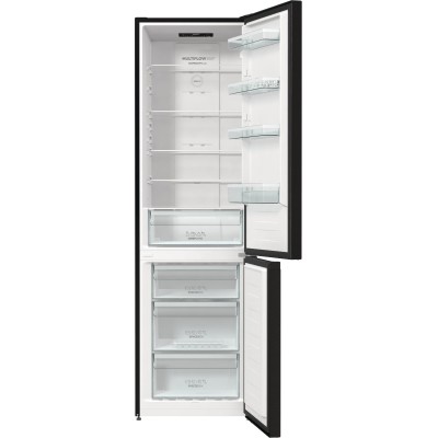 Холодильник з нижн. мороз. камерою Gorenje, 200х60х60см, 2 двері, 235( 96)л, А++, NoFrost+ , LED дисплей, Зона св-ті, чорний (NR Холодильник з нижн. мороз. камерою Gorenje, 200х60х60см, 2 двері, 235( 96)л, А++, NoFrost+ , LED дисплей, Зона св-ті, чорний (NR