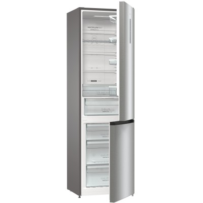 Холодильник з нижн. мороз. камерою Gorenje, 200х60х60см, 2 двері, 235( 96)л, А++, Total NF , Зона св-ті, Зовн. Диспл (NRK6202AXL