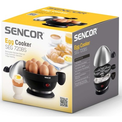 Яйцеварка Sencor, 380Вт, механічне керув., 3 рівня приготування, на 7 яєць, метал/пластик, чорний (SEG720BS) Яйцеварка Sencor, 380Вт, механічне керув., 3 рівня приготування, на 7 яєць, метал/пластик, чорний (SEG720BS)