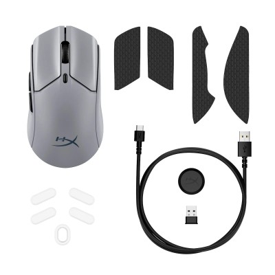 Миша HyperX Pulsefire Haste 2 Pro, RGB, USB-A/WL/BT, сірий (A1KY5AA) Миша HyperX Pulsefire Haste 2 Pro, RGB, USB-A/WL/BT, сірий (A1KY5AA)