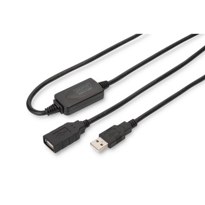 Подовжувач DIGITUS USB 2.0 Active Cable, A/M-A/F, 15м, чорний (DA-73101) Подовжувач DIGITUS USB 2.0 Active Cable, A/M-A/F, 15м, чорний (DA-73101)