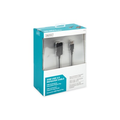 Подовжувач DIGITUS USB 2.0 Active Cable, A/M-A/F, 20м, чорний (DA-73102) Подовжувач DIGITUS USB 2.0 Active Cable, A/M-A/F, 20м, чорний (DA-73102)