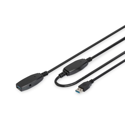 Подовжувач DIGITUS USB 3.0 Active Cable, A/M-A/F, 10м, чорний (DA-73105) Подовжувач DIGITUS USB 3.0 Active Cable, A/M-A/F, 10м, чорний (DA-73105)