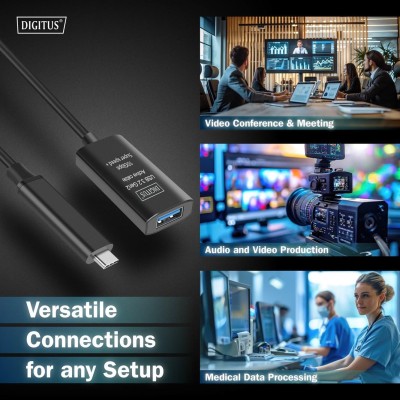 Подовжувач DIGITUS USB 3.2 Gen2 Active Cable 10G, C/M-A/F, 5м, чорний (DA-73113) Подовжувач DIGITUS USB 3.2 Gen2 Active Cable 10G, C/M-A/F, 5м, чорний (DA-73113)