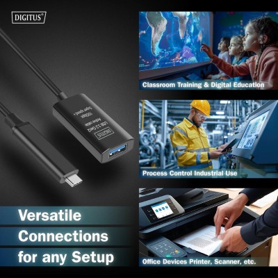 Подовжувач DIGITUS USB 3.2 Gen2 Active Cable 10G, C/M-A/F, 5м, чорний (DA-73113) Подовжувач DIGITUS USB 3.2 Gen2 Active Cable 10G, C/M-A/F, 5м, чорний (DA-73113)