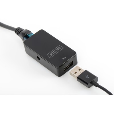Подовжувач DIGITUS USB, USB 2.0, для використання з кабелем Cat5/5e/6 UTP, STP або SFT, до 50 м, чорний (DA-70141) Подовжувач DIGITUS USB, USB 2.0, для використання з кабелем Cat5/5e/6 UTP, STP або SFT, до 50 м, чорний (DA-70141)