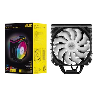 Процесорний кулер 2E GAMING Air Cool AC120D4TC-ARGB, LGA1851, 1700, 1366, 1200, 115x, AM5, AM4, AM3, AM3+, AM2, AM2+, FM2, FM1, Процесорний кулер 2E GAMING Air Cool AC120D4TC-ARGB, LGA1851, 1700, 1366, 1200, 115x, AM5, AM4, AM3, AM3+, AM2, AM2+, FM2, FM1,