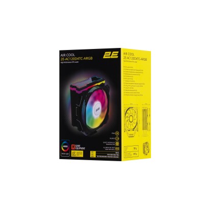 Процесорний кулер 2E GAMING Air Cool AC120D4TC-ARGB, LGA1851, 1700, 1366, 1200, 115x, AM5, AM4, AM3, AM3+, AM2, AM2+, FM2, FM1, Процесорний кулер 2E GAMING Air Cool AC120D4TC-ARGB, LGA1851, 1700, 1366, 1200, 115x, AM5, AM4, AM3, AM3+, AM2, AM2+, FM2, FM1,