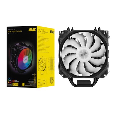 Процесорний кулер 2E GAMING Air Cool AC120D6-ARGB, LGA1851, 1700, 1366, 1200, 115x, AM5, AM4, AM3, AM3+, AM2, AM2+, FM2, FM1, 4p Процесорний кулер 2E GAMING Air Cool AC120D6-ARGB, LGA1851, 1700, 1366, 1200, 115x, AM5, AM4, AM3, AM3+, AM2, AM2+, FM2, FM1, 4p